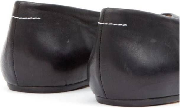 MM6 Maison Margiela Zwarte Leren Handtekening Moc Stiksels Schoenen Black Dames