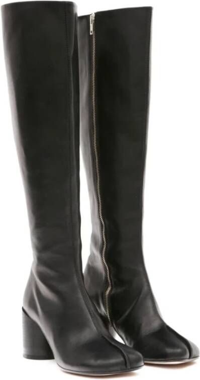 MM6 Maison Margiela Zwarte Leren Hoge Tabi Laarzen Black Dames