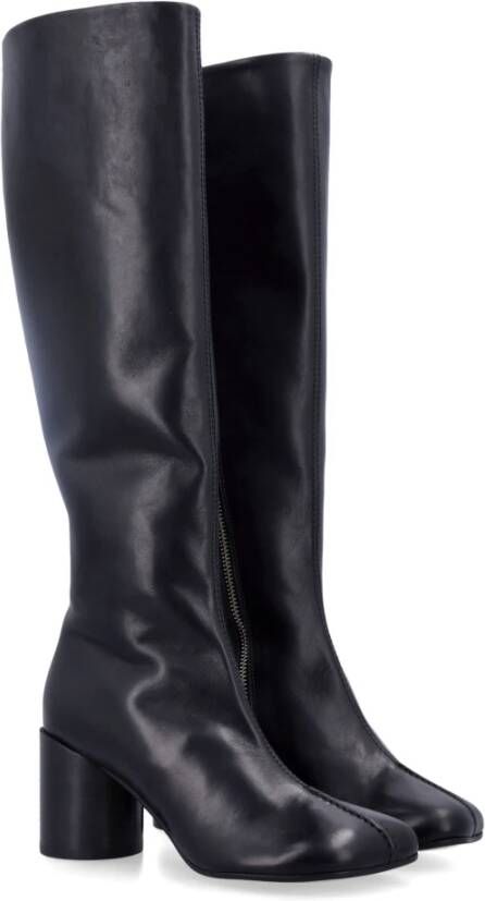 MM6 Maison Margiela Zwarte Leren Mid Bootie Schoenen Black Dames