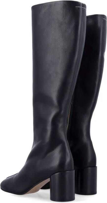 MM6 Maison Margiela Zwarte Leren Mid Bootie Schoenen Black Dames