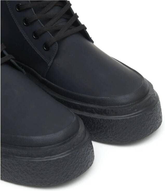 MM6 Maison Margiela Zwarte Leren Sneakers Ronde Neus Black Heren