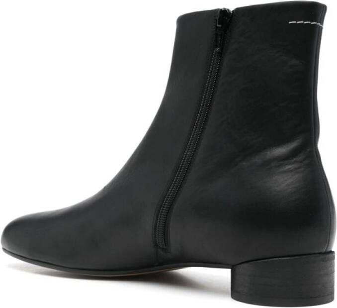 MM6 Maison Margiela Zwarte Leren Zijrits Hakken Black Heren