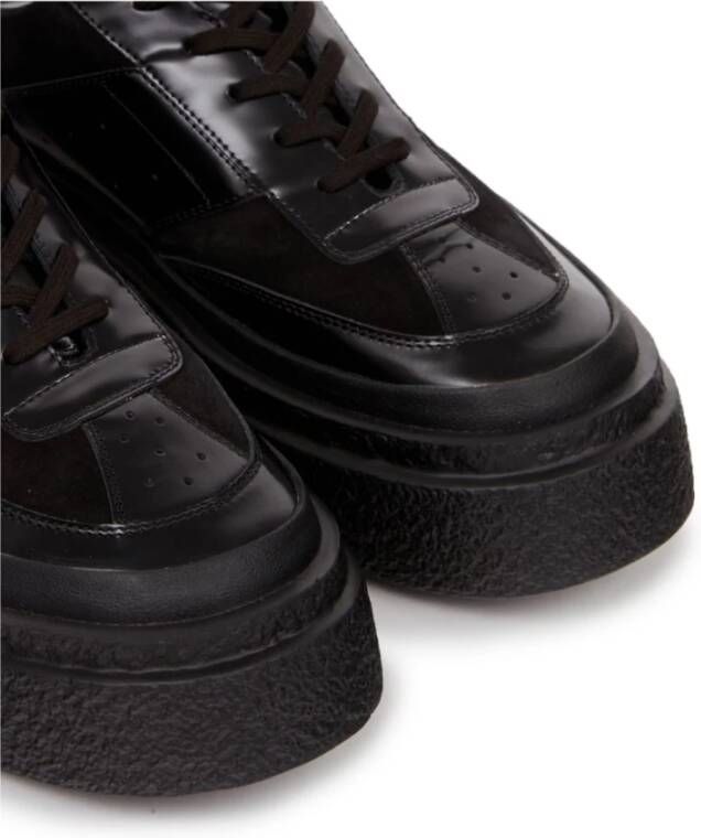 MM6 Maison Margiela Zwarte Patentleren Sneakers Black Heren