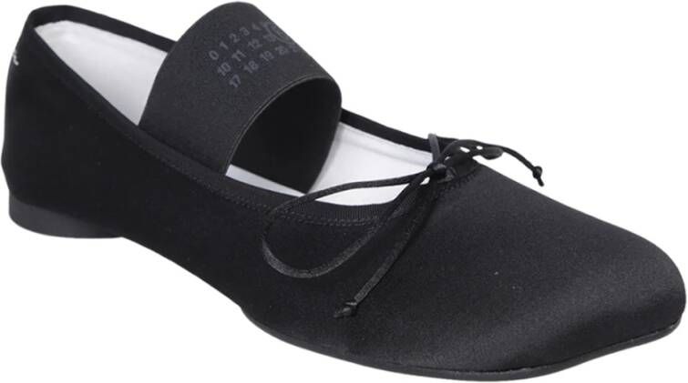 MM6 Maison Margiela Zwarte Satijnen Balletschoenen Ronde neus Strik Black Dames