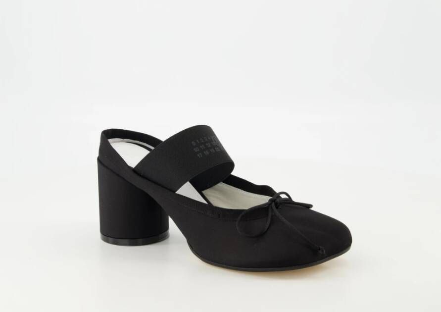 MM6 Maison Margiela Zwarte Satijnen Hakken Muiltjes Ballerina's Black Dames