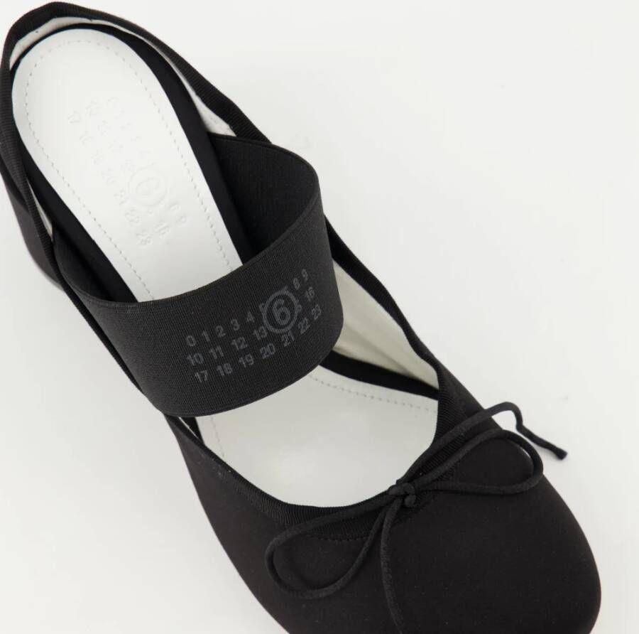 MM6 Maison Margiela Zwarte Satijnen Hakken Muiltjes Ballerina's Black Dames