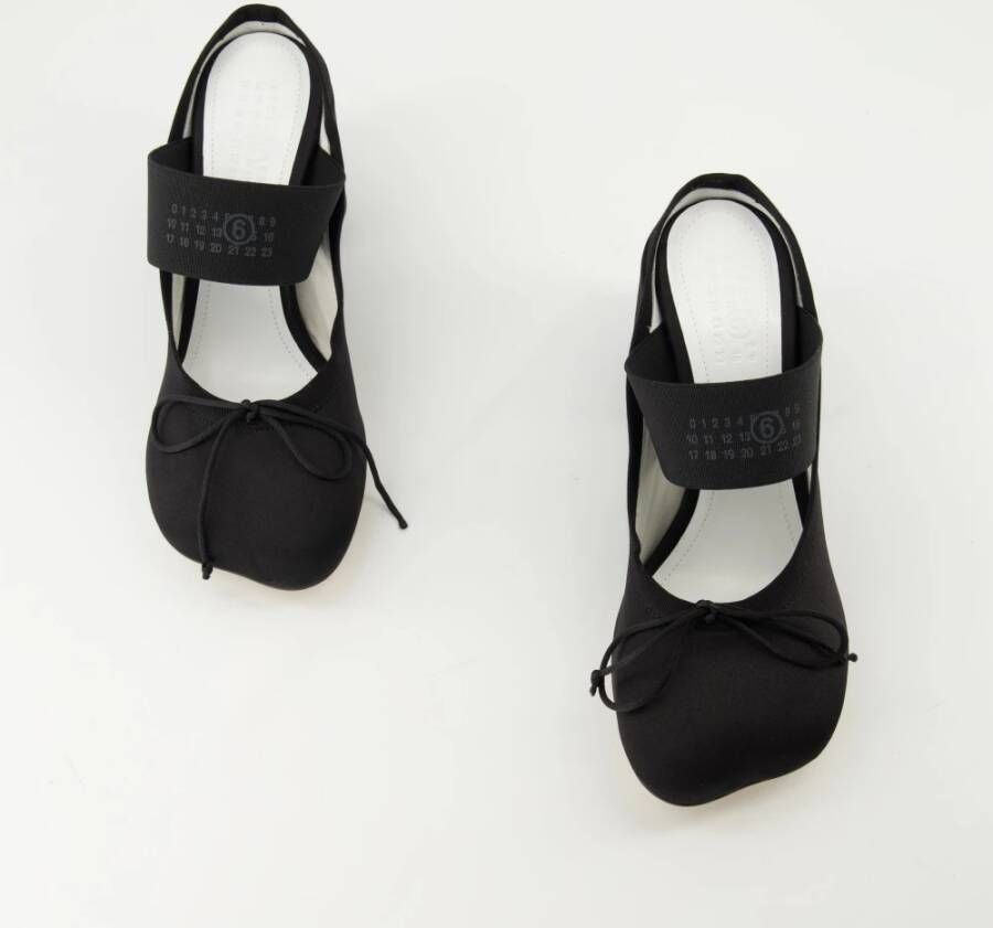 MM6 Maison Margiela Zwarte Satijnen Hakken Muiltjes Ballerina's Black Dames