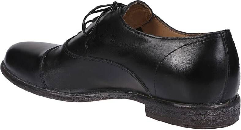 Moma Elegante Zwarte Leren Veterschoenen Black Heren