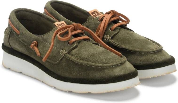 Moma Groene Suede Yacht Mocassin Green Heren