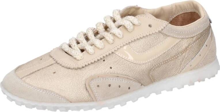 Moma Leren Damessneakers Beige Dames