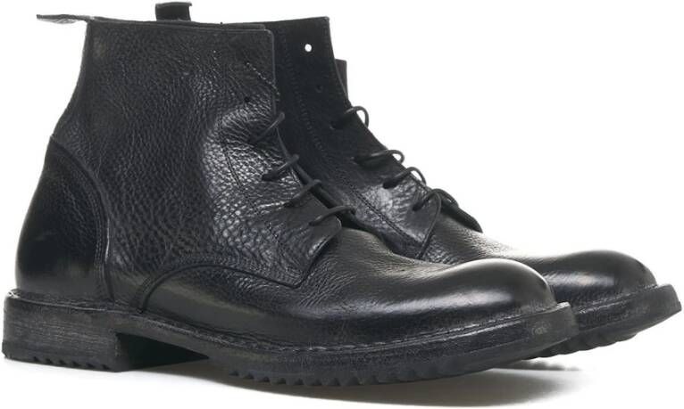 Moma Zwarte Leren Veterschoenen Black Heren