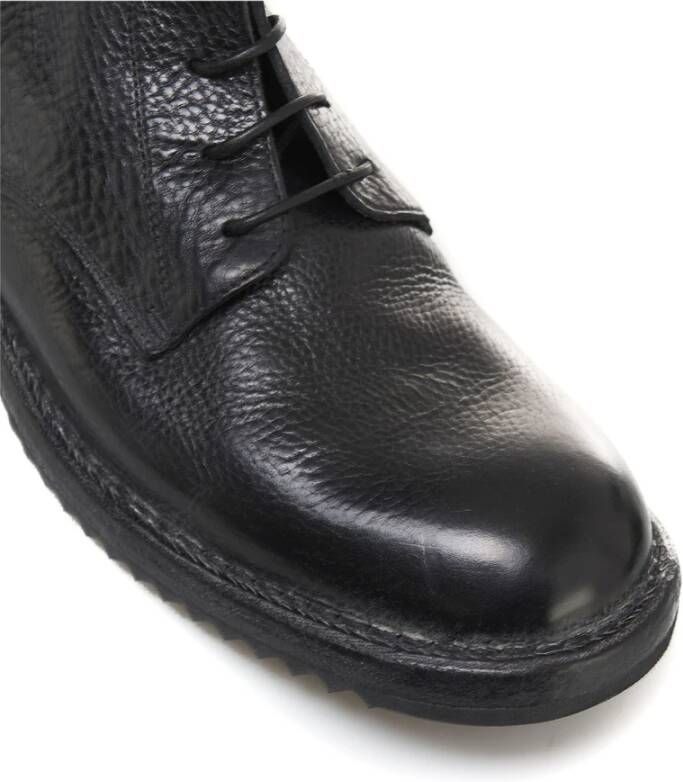 Moma Zwarte Leren Veterschoenen Black Heren