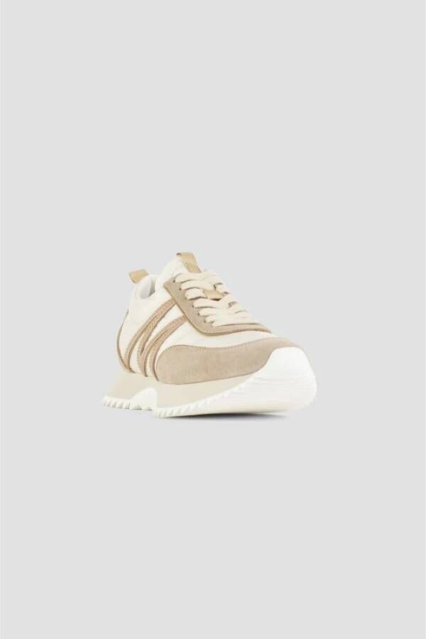 Moncler Beige Nylon Suede Sneakers Brown Dames