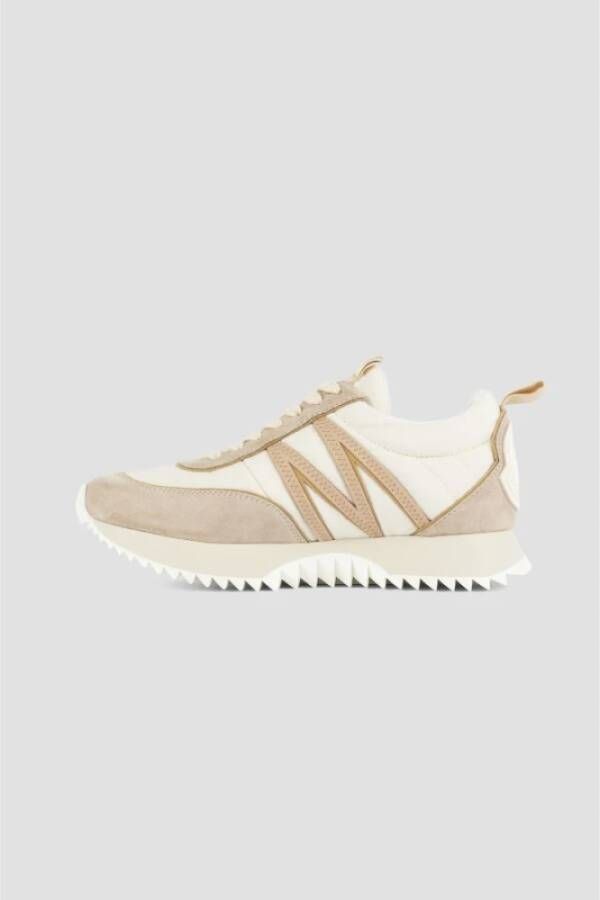 Moncler Beige Nylon Suede Sneakers Brown Dames