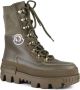 Moncler Khaki Leren Veterschoenen met Mesh Details Groen Dames - Thumbnail 3