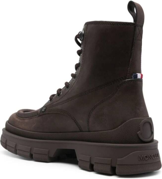 Moncler Cederbruine Leren Veterschoenen Brown Heren