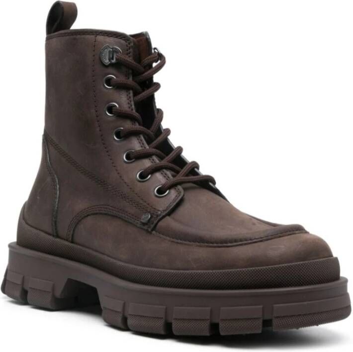 Moncler Cederbruine Leren Veterschoenen Brown Heren