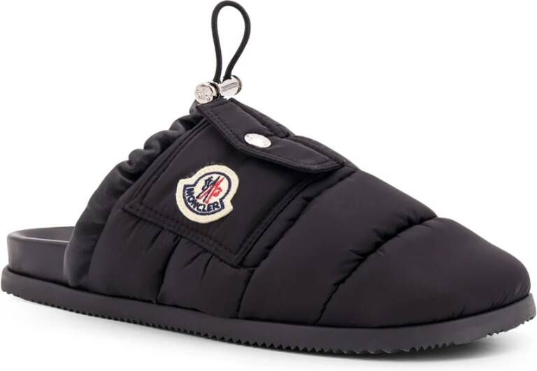 Moncler Gevoerde leren muilezel met zak Black Dames