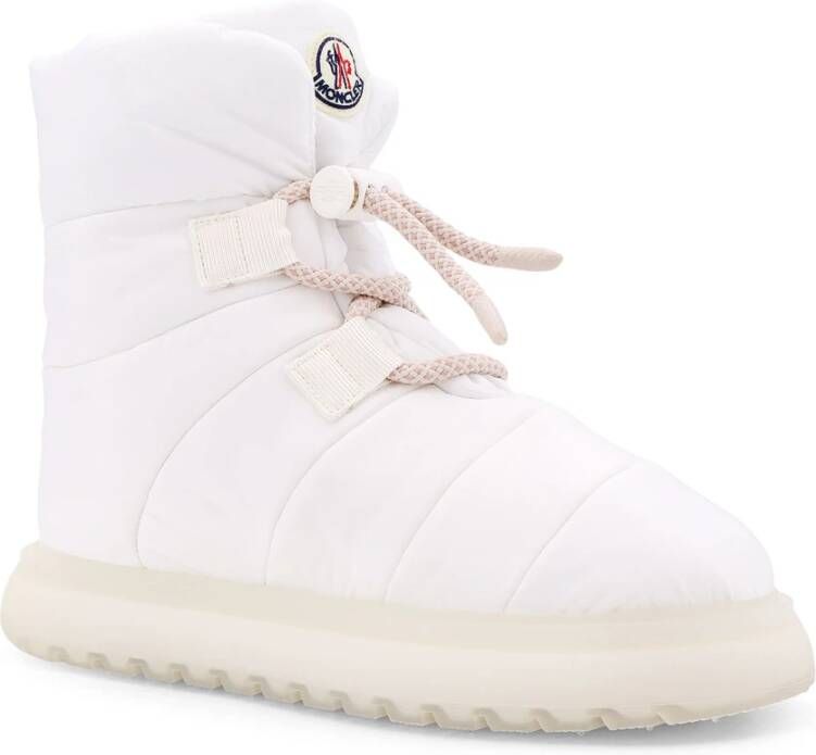 Moncler Gewatteerde nylon enkellaarzen met trekkoord White Dames