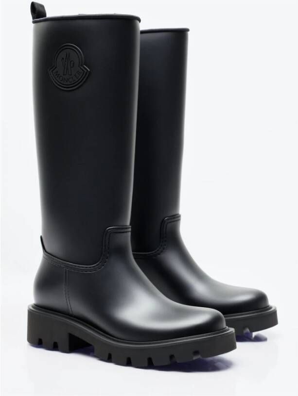 Moncler Hoge regenlaarzen met logo-patch Black Dames