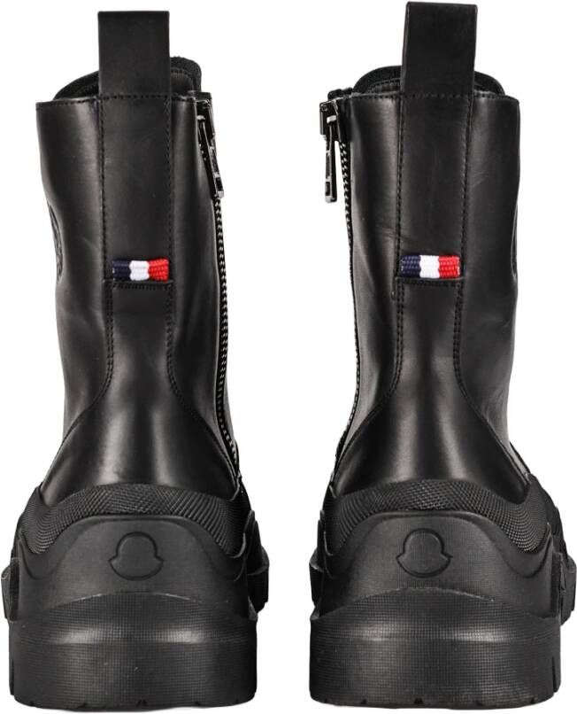 Moncler Italiaanse Leren Enkellaarzen Black Heren