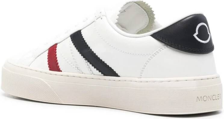 Moncler Leren lage sneakers met driekleurige banden White Dames