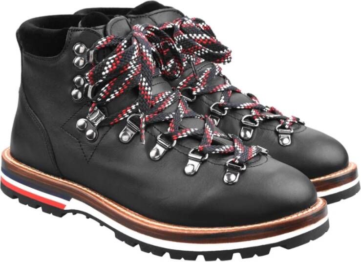 Moncler Logo Wandelschoenen Zwart Leer Black Dames