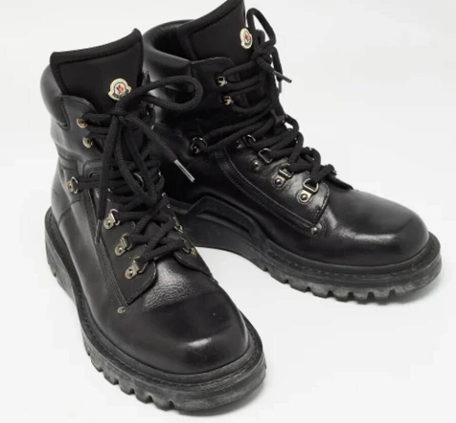 Moncler Pre-owned Leather boots Black Heren