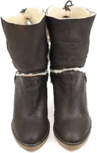 Moncler Pre-owned Leather boots Brown Dames