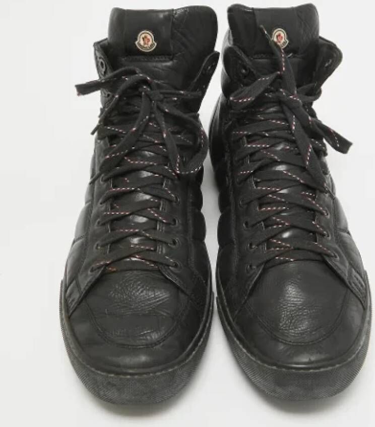 Moncler Pre-owned Leather sneakers Black Heren