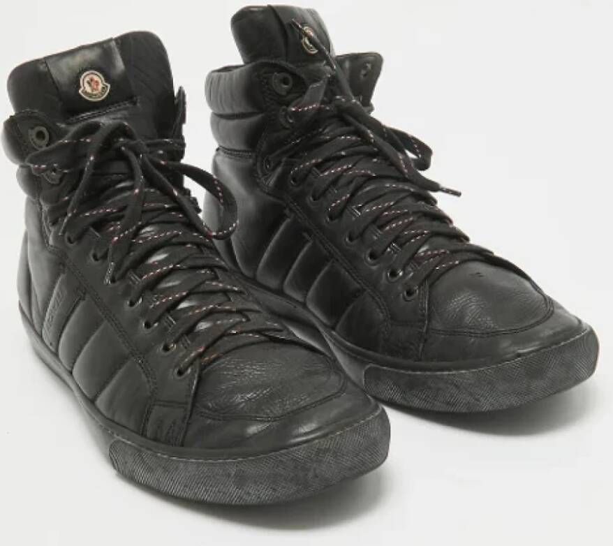 Moncler Pre-owned Leather sneakers Black Heren