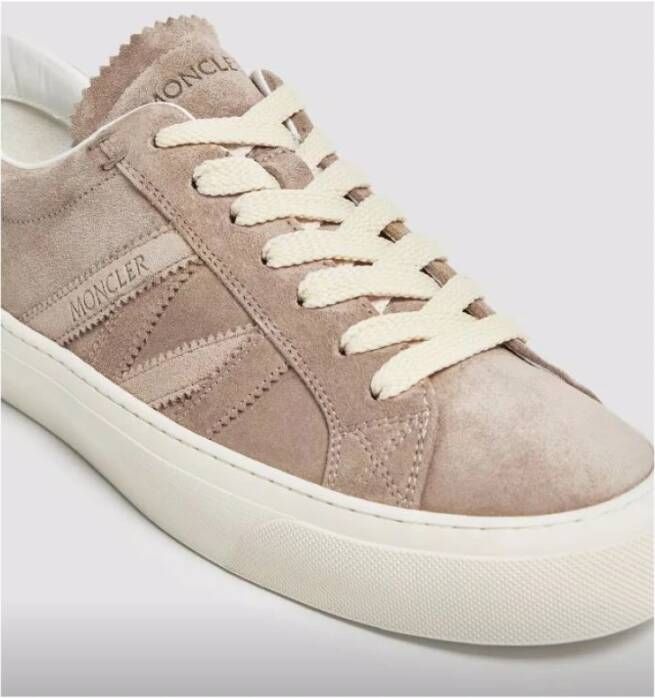 Moncler Suède lage sneakers met strepen Beige Dames