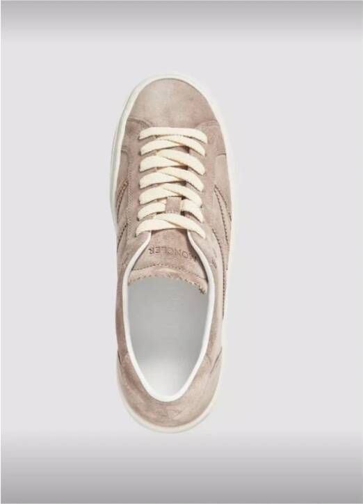 Moncler Suède lage sneakers met strepen Beige Dames