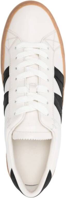 Moncler Witte Leren Sneakers Beige Heren