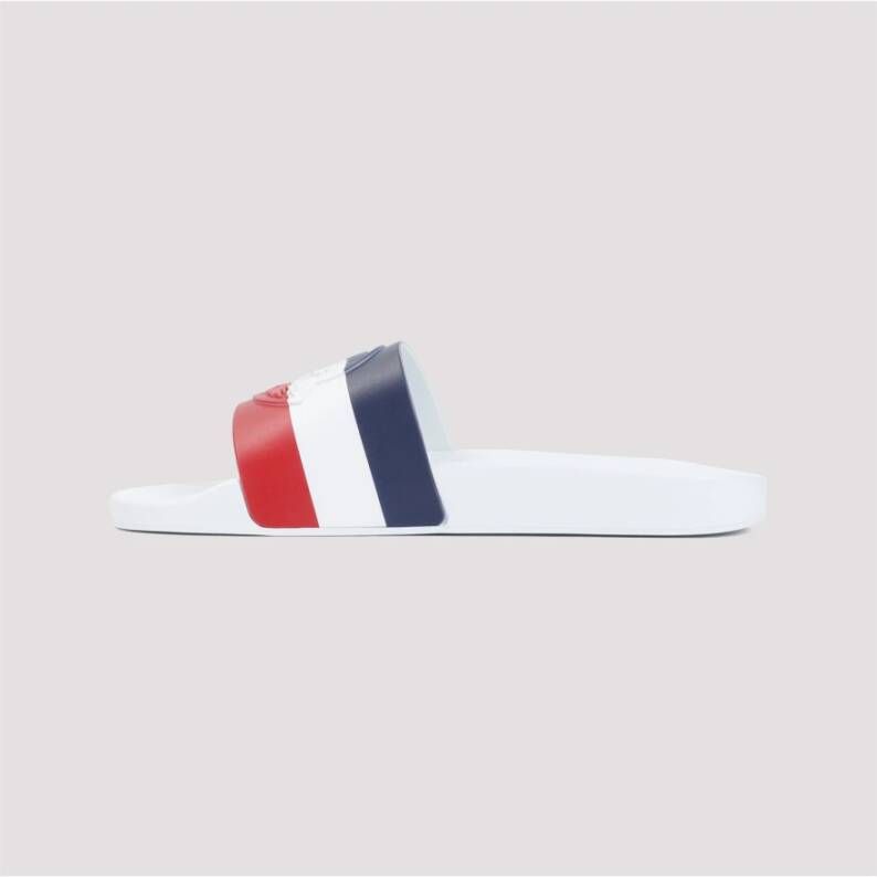 Moncler Witte Slides Breed Tricolour Band Multicolor Heren