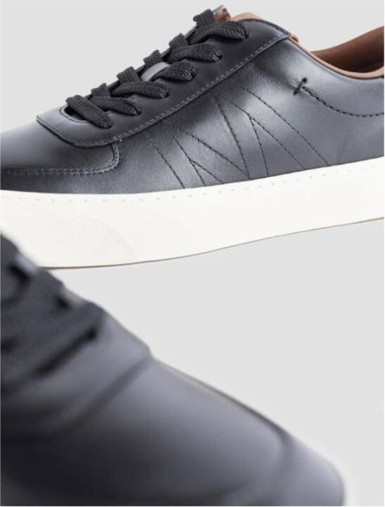 Moncler Zwarte Lage Top Leren Sneakers Black Heren