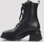 Moncler Zwarte Leren Enkellaarzen Vetersluiting Blokhak Black Dames - Thumbnail 2