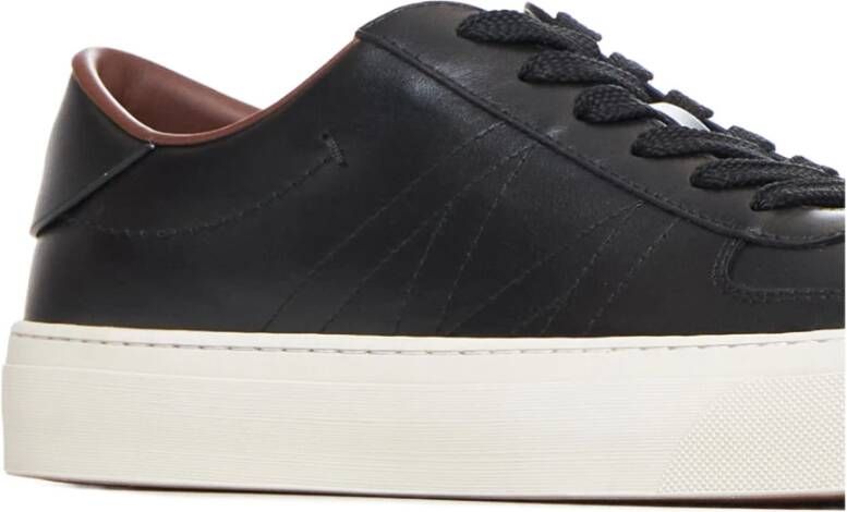 Moncler Zwarte Leren Lage Sneakers Black Heren