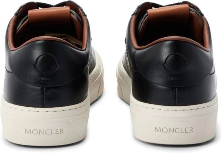 Moncler Zwarte Leren Lage Sneakers Black Heren