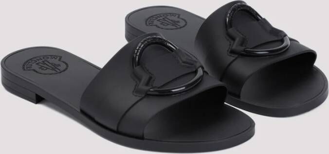 Moncler Zwarte Rubberen Slides Sandalen Black Dames