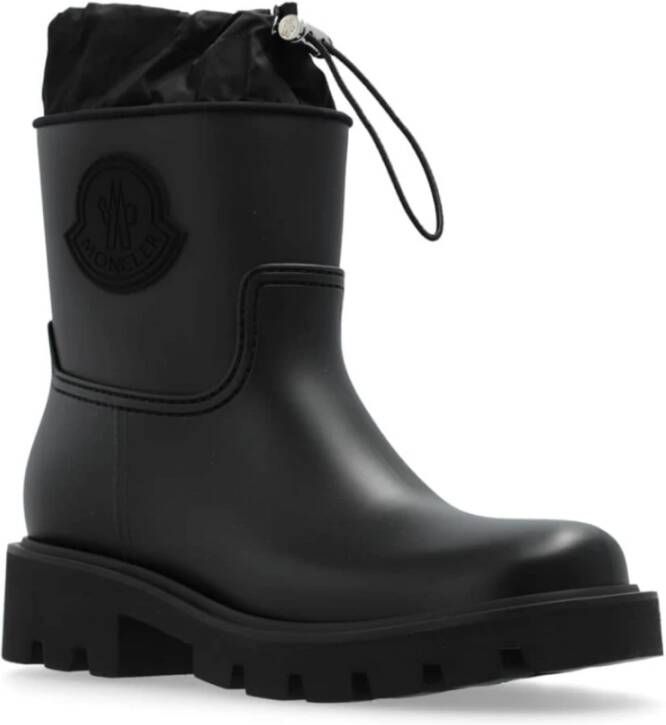 Moncler Zwarte Slip-On Logo Patch Laarzen Black Dames