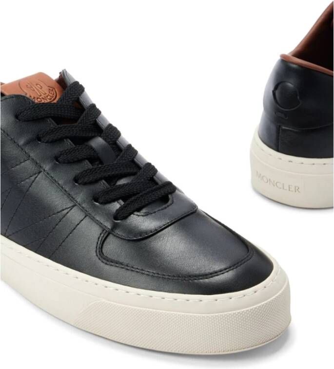 Moncler Zwarte Sneakers Glad Leer Black Heren