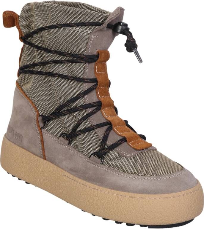 moon boot Beige Sportieve Enkellaarzen met Trekkoordsluiting Beige Heren