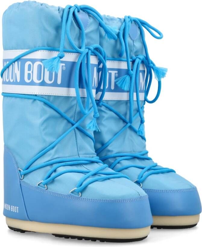 moon boot Blauwe Nylon Hoge Top Laarzen Blue Dames