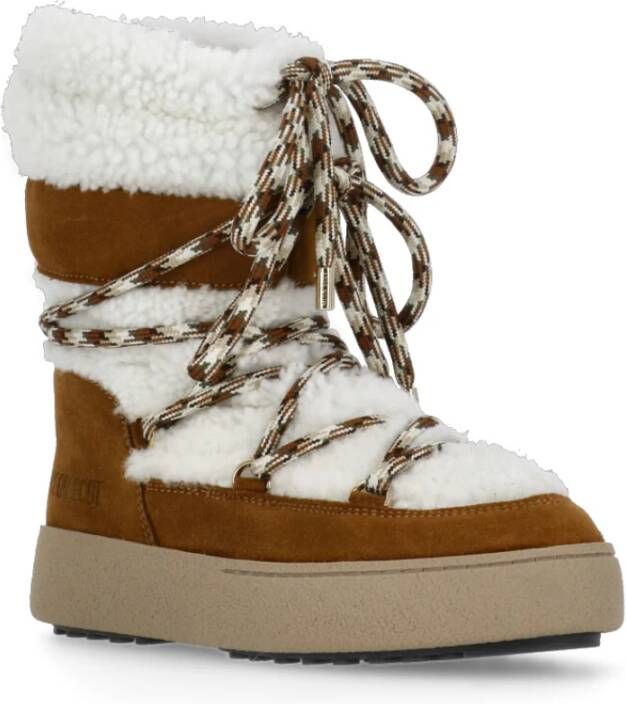 moon boot Bruine Leren Shearling Laarzen Brown Dames