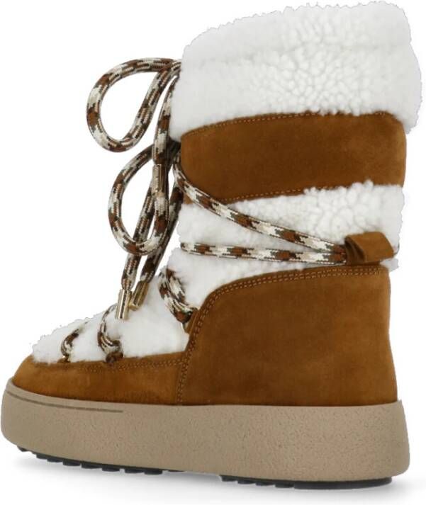 moon boot Bruine Leren Shearling Laarzen Brown Dames