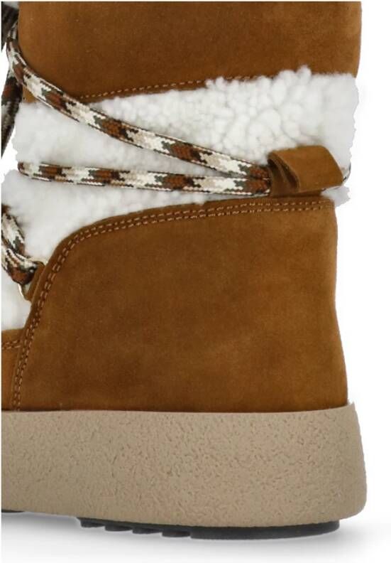 moon boot Bruine Leren Shearling Laarzen Brown Dames