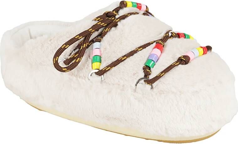 moon boot Faux Fur Bead Mule Pantoffels White Heren