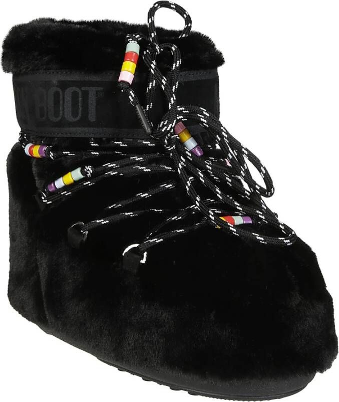 moon boot Faux Fur Beads Iconic Lage Laarzen Black Dames