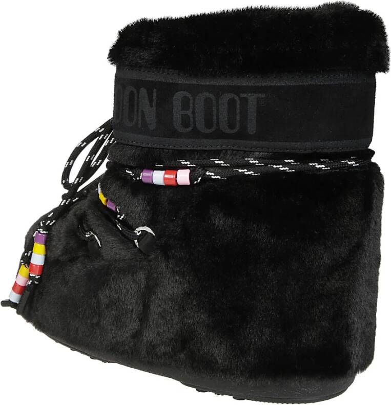 moon boot Faux Fur Beads Iconic Lage Laarzen Black Dames